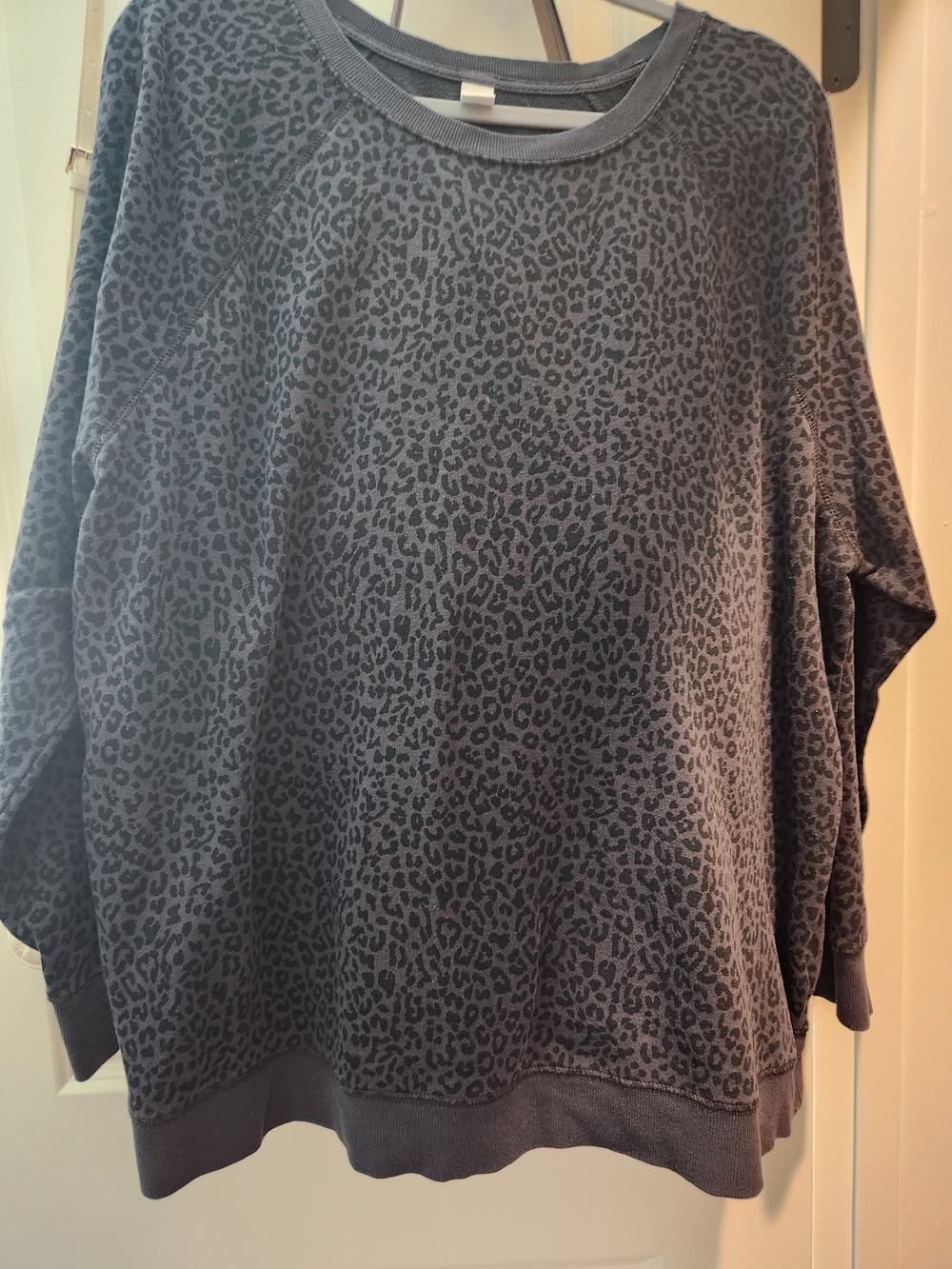 Old Navy Charcoal Leopard Crewneck Sweater